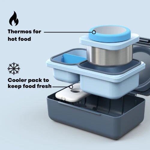 Omielife - Omielife - OmieBox UP Bento lunchbox met RVS thermos soepbeker - Grafiet - Playlaan