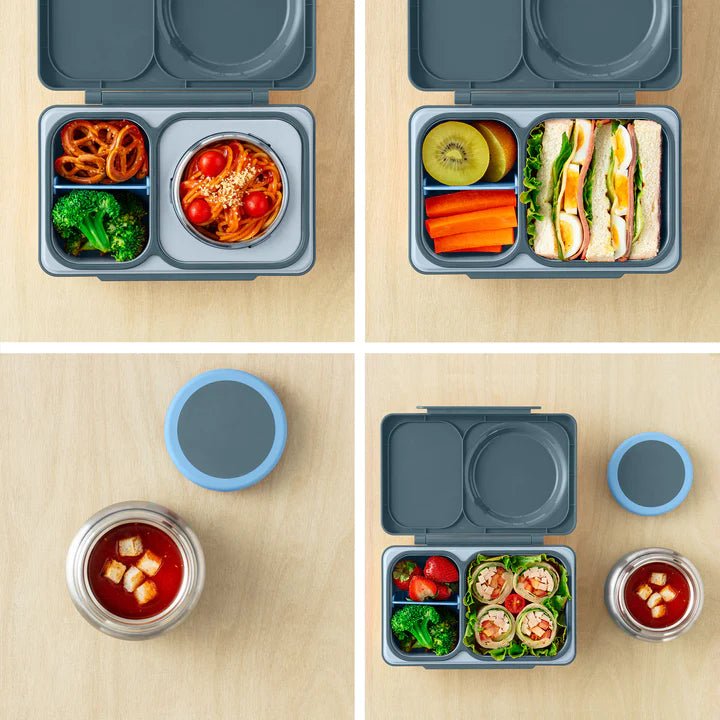 Omielife - Omielife - OmieBox UP Bento lunchbox met RVS thermos soepbeker - Grafiet - Playlaan
