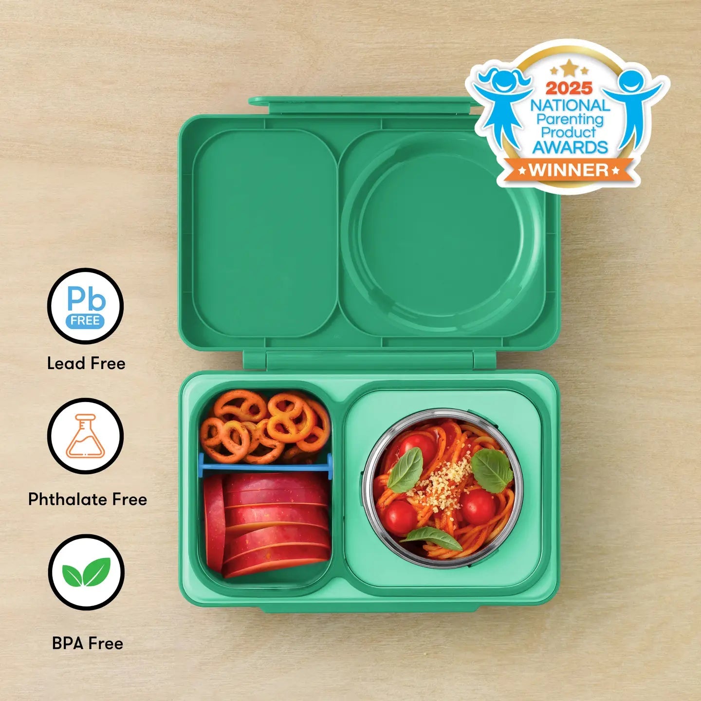 Omielife - Omielife - OmieBox UP Bento lunchbox met RVS thermos soepbeker - Jade Green - Playlaan
