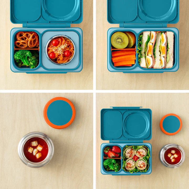 Omielife - Omielife - OmieBox UP Bento lunchbox met RVS thermos soepbeker - Teal groen - Playlaan