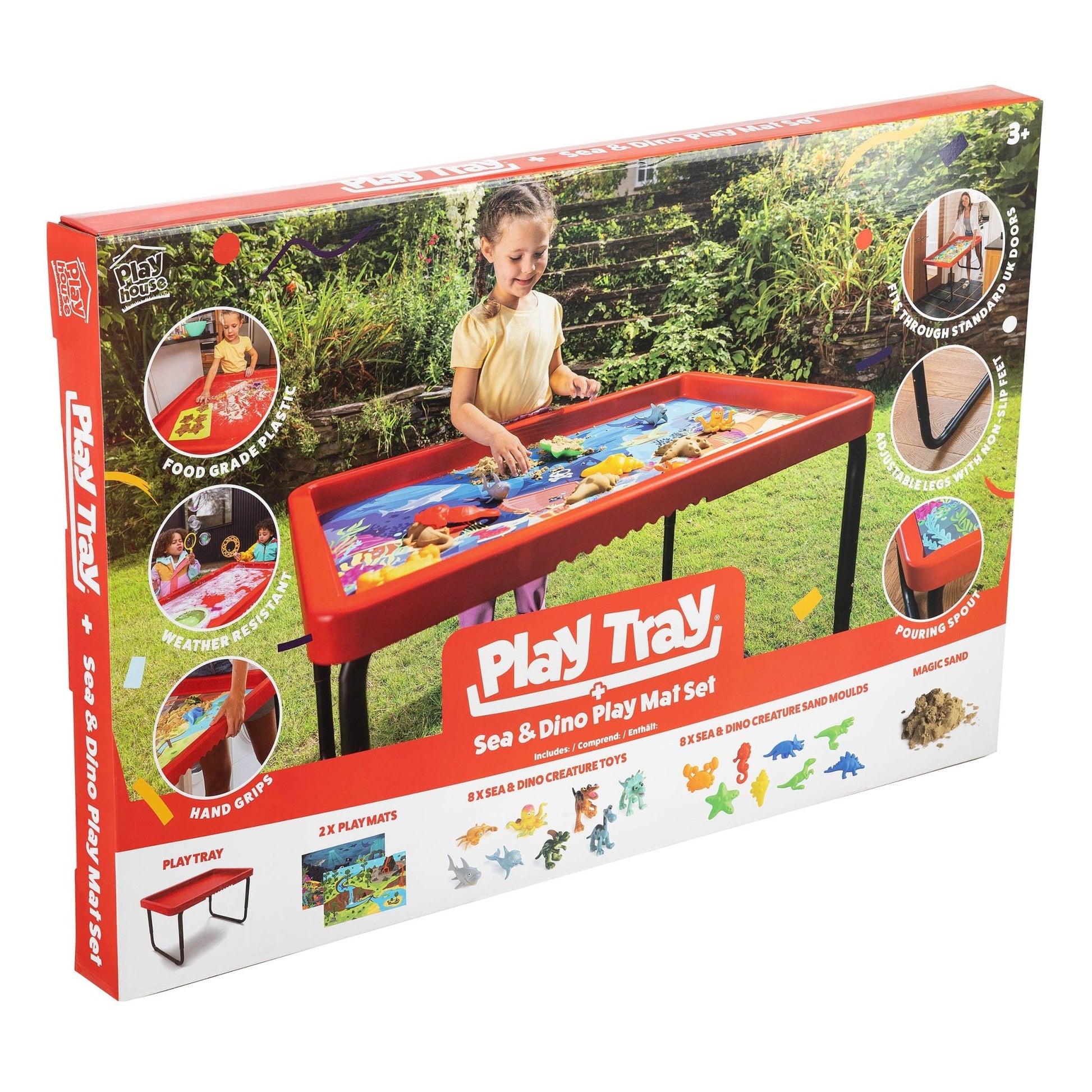 Playhouse - Play Tray Set - Zee & Dino Speelfiguren + Speelmat + Magic Sand + Mallen - Playlaan