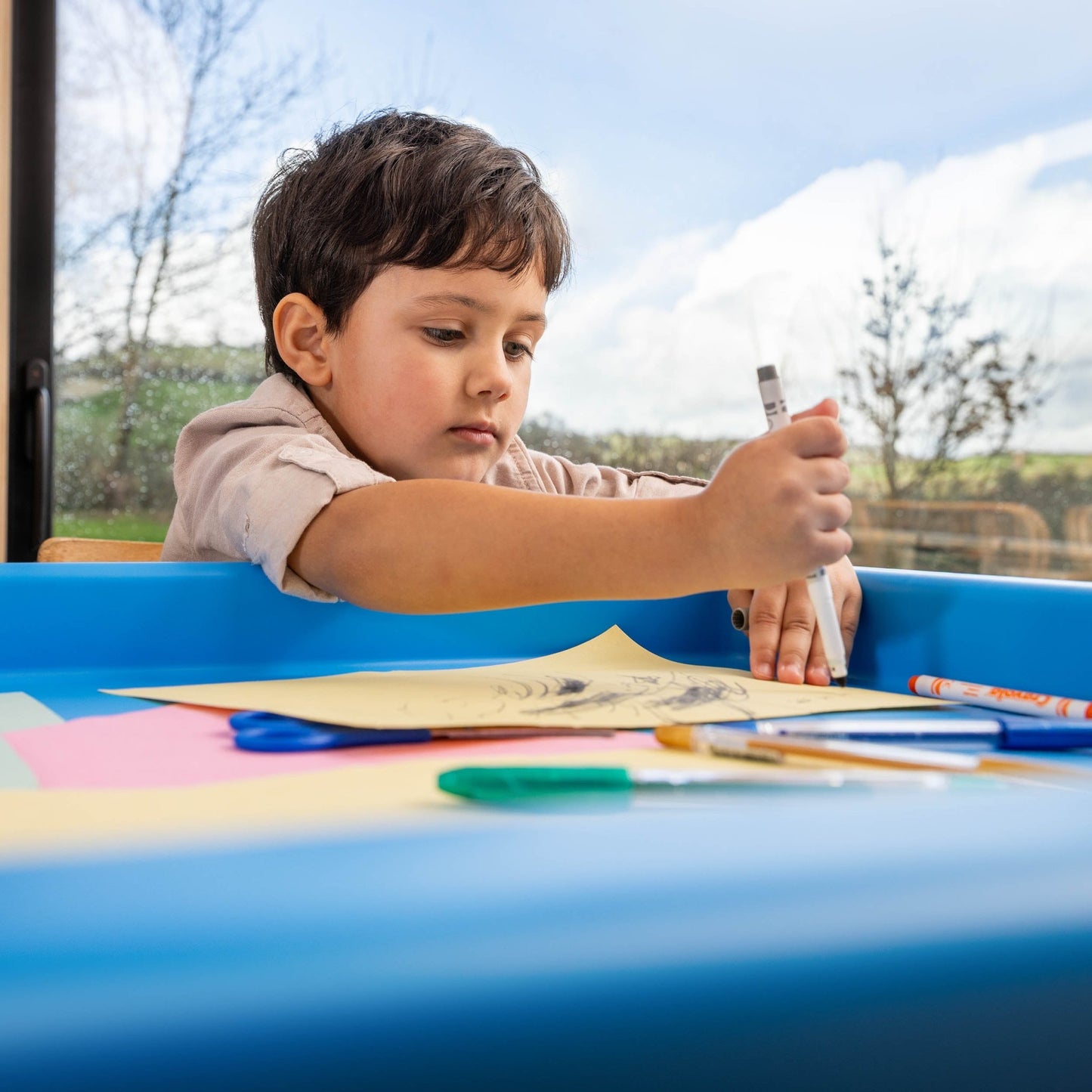 Playhouse - PlayTray - Activiteitentafel blauw + Verstelbaar onderstel set - Playlaan