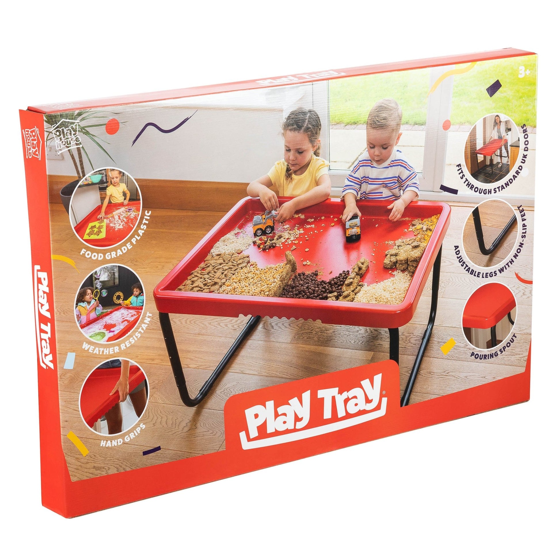 Playhouse - PlayTray - Activiteitentafel rood + Verstelbaar onderstel set - Playlaan