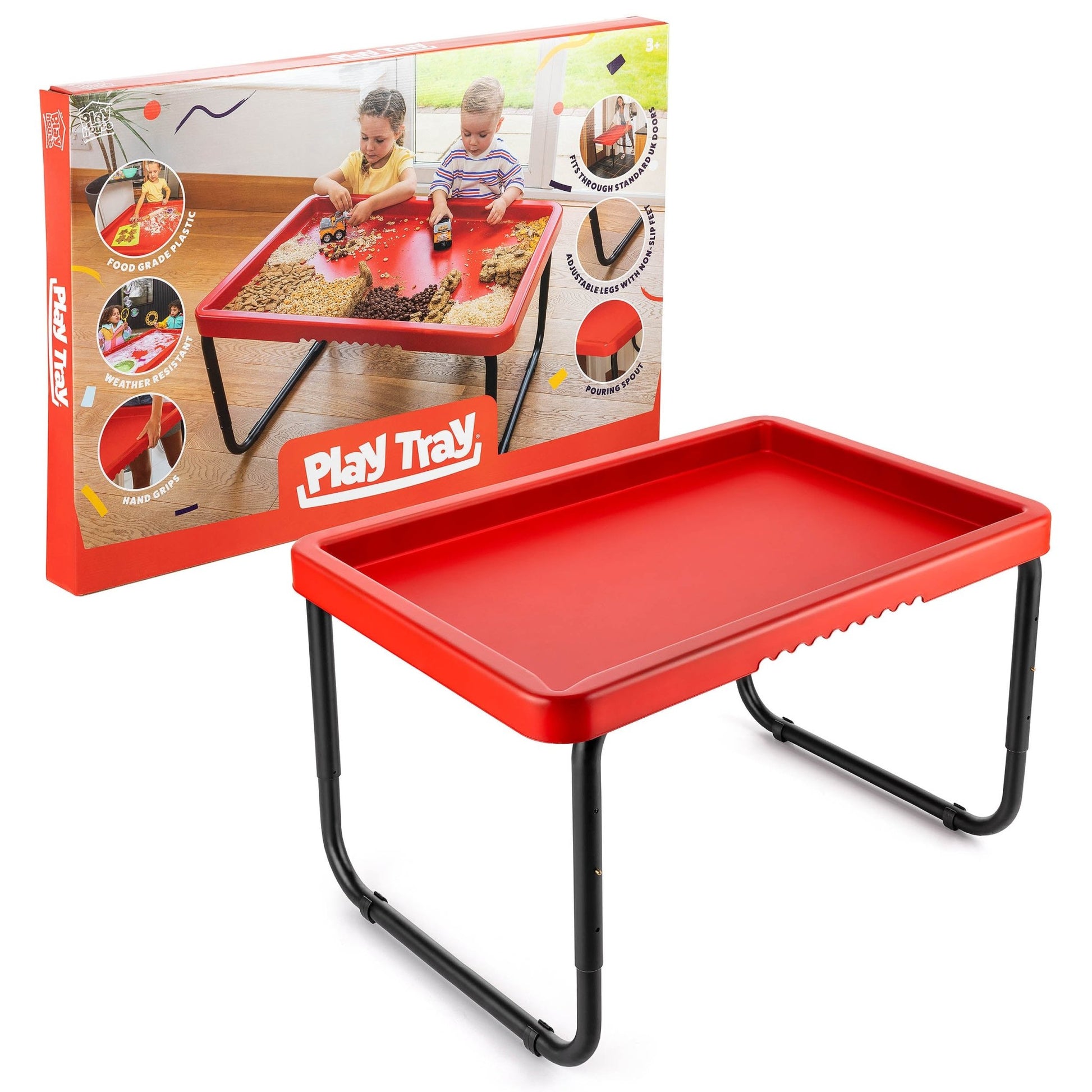Playhouse - PlayTray - Activiteitentafel rood + Verstelbaar onderstel set - Playlaan