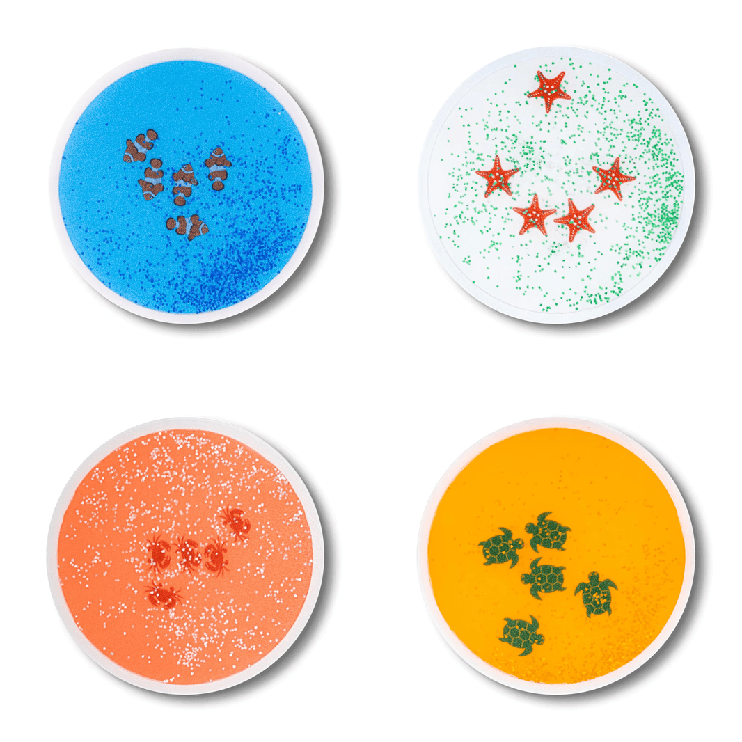 Playlaan - Sensorische ronde vloeistoftegels met zeedieren – 4-delige set (Ø 50cm) - Playlaan