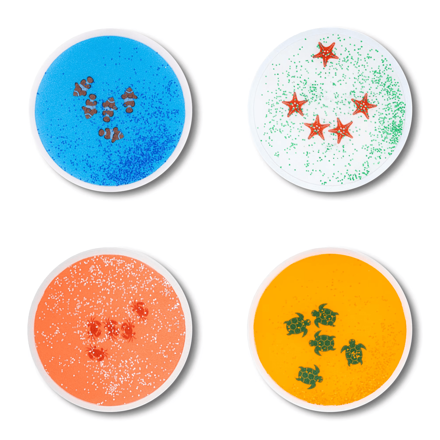 Playlaan - Sensorische ronde vloeistoftegels met zeedieren – 4-delige set (Ø 50cm) - Playlaan