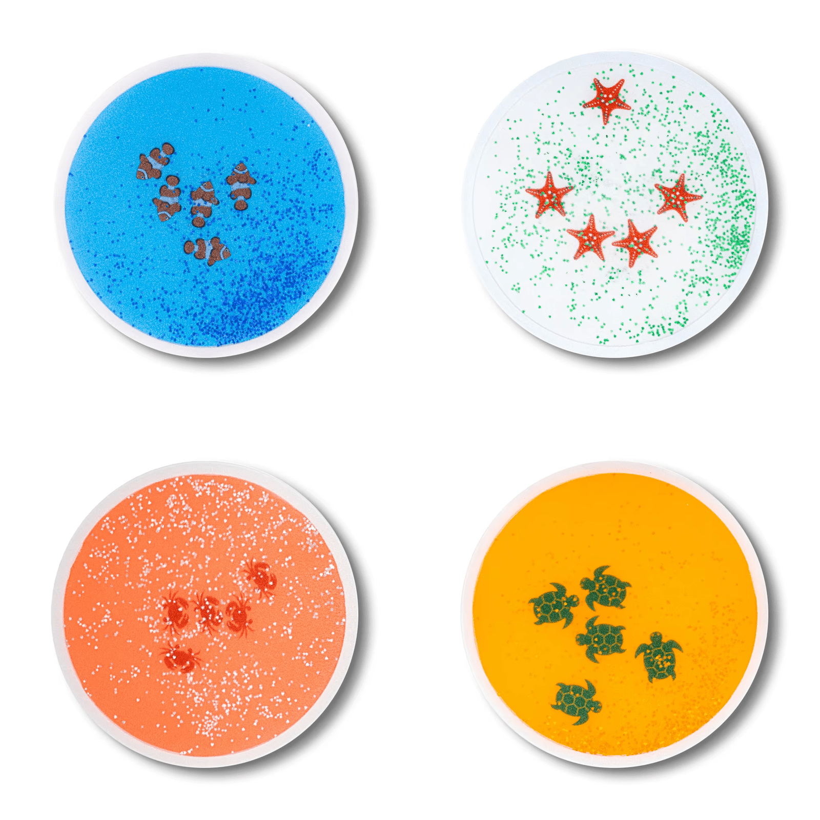 Playlaan - Sensorische ronde vloeistoftegels met zeedieren – 4-delige set (Ø 50cm) - Playlaan