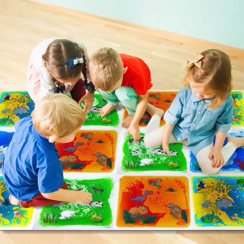 Playlaan - Sensorische Vloeibare Vloertegels Dieren set van 4 - Playlaan