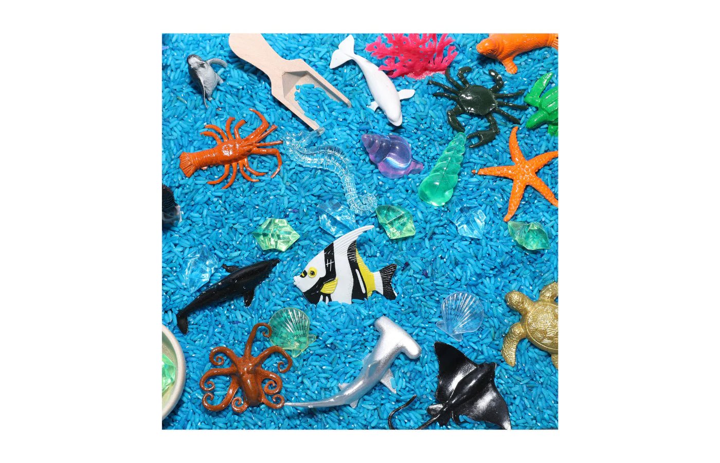 PlaySo - Sensory Play Tray - onderwater wereld speelrijst - PlaySo - Playlaan
