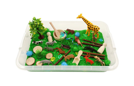 PlaySo - Sensory Play Tray - wilde dieren speelrijst - PlaySo - Playlaan