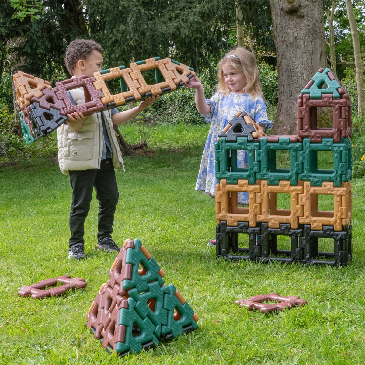 Polydron - Polydron - Giant Polydron Class Set Natural Colours (met braille) - Playlaan