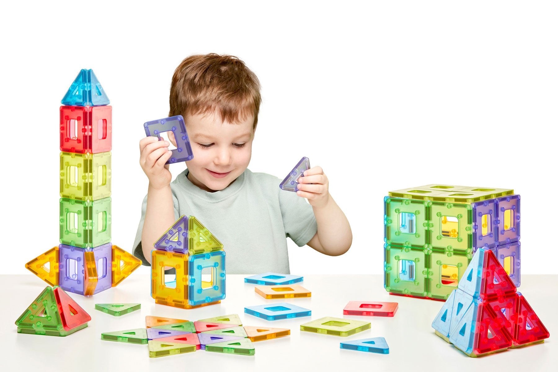 Polydron - Polydron - Kindermag transparante magnetische klassenset (96st) - Playlaan