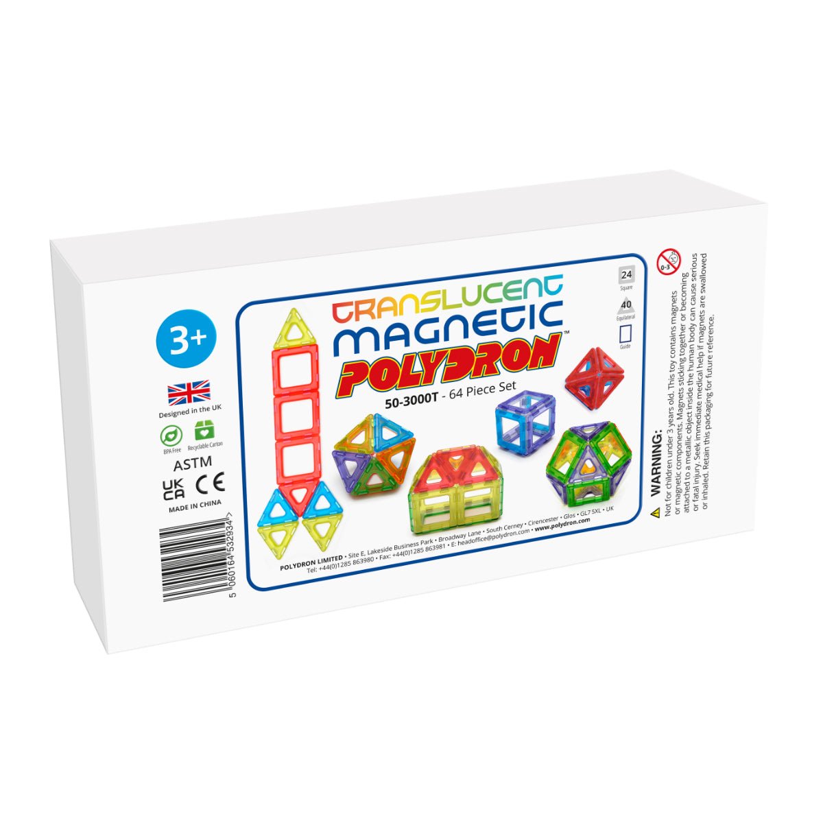 Polydron - Polydron - Magnetische constructieset transparant (64st) - Playlaan
