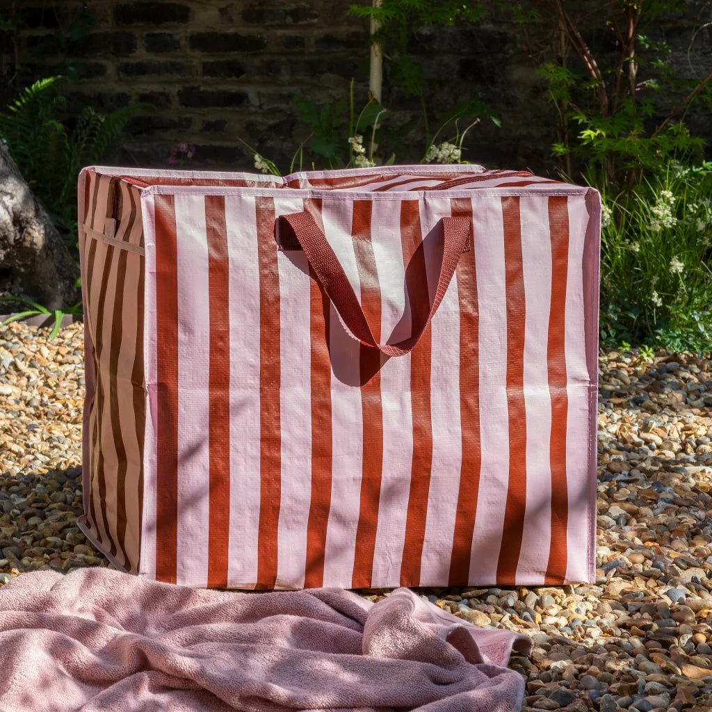 Rex London - Rex London - Jumbo opbergtas - Pink with brown stripe Vintage - Playlaan