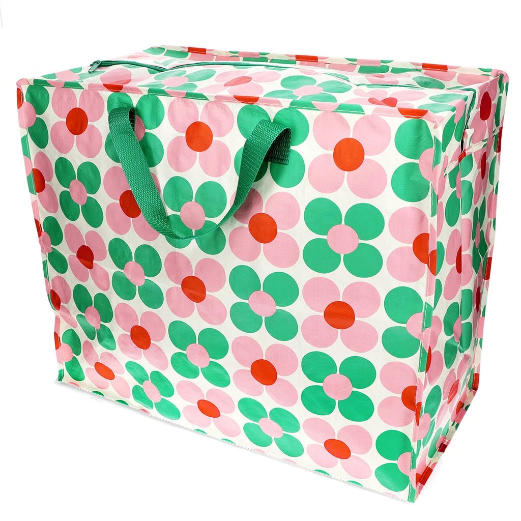 Rex London - Rex London - Jumbo storage bag - Pink and green Daisy - Playlaan