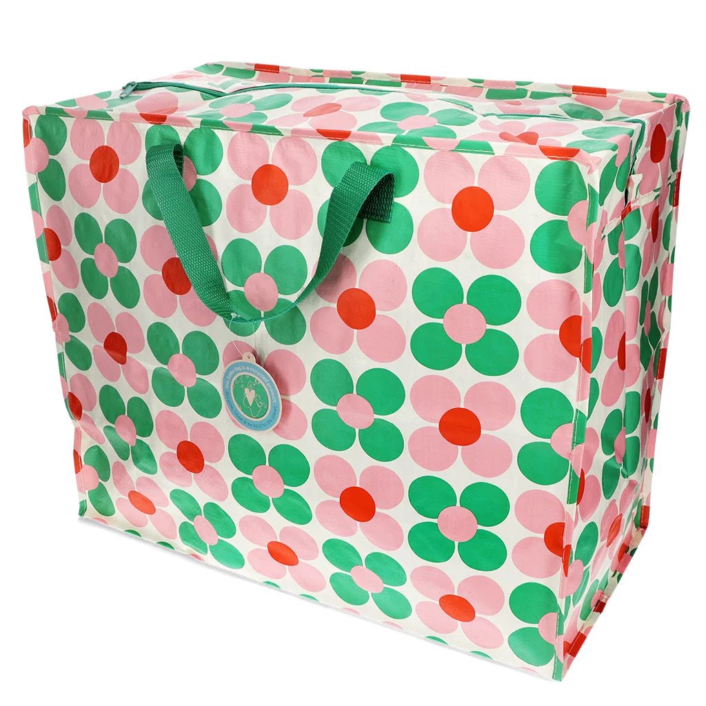 Rex London - Rex London - Jumbo storage bag - Pink and green Daisy - Playlaan
