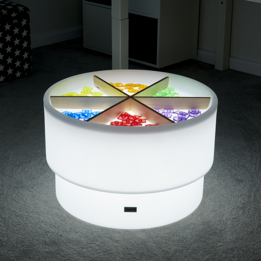 Tickit - Sensorische ontdekkingstafel met LED-sfeerverlichting en houten scheidingswand