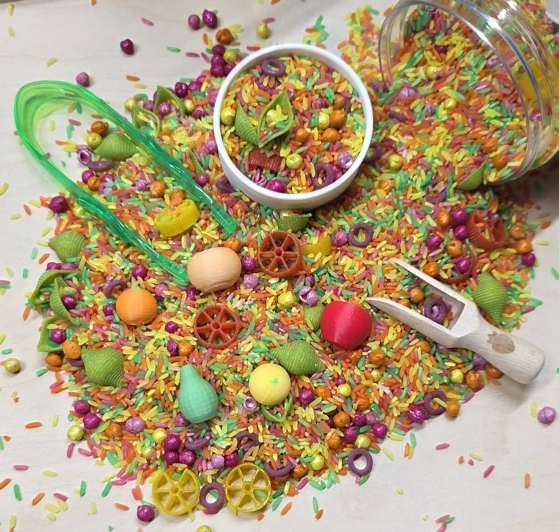 SensoryFun - SensoryFun - PourAndPlay sensorische speelpot - Fruitsalade - Playlaan