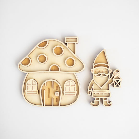 Studio de Rijk - Studio de Rijk - Vulvormen speeltray set - Kabouter en huisje - Playlaan