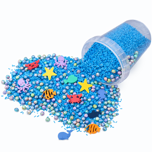 Studio Pretletter - Studio Pretletter - Speelrijst Onderwater wereld mix met Loose Parts (600g) - Playlaan