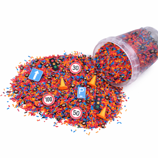 Studio Pretletter - Studio Pretletter - Speelrijst Verkeer mix met Loose Parts (600g) - Playlaan