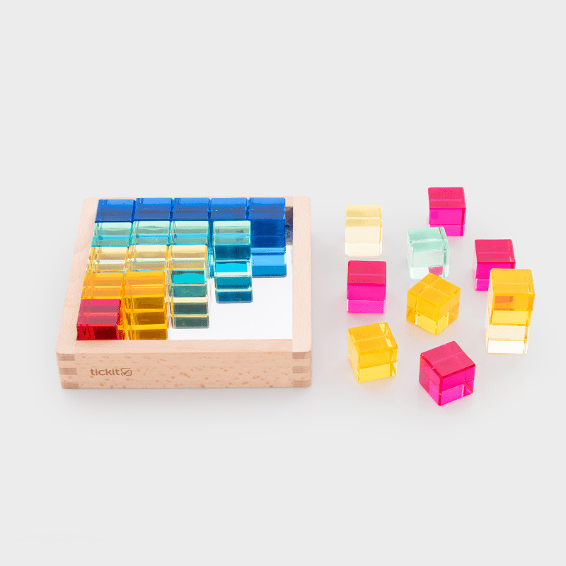 Tickit - Tickit - Edelsteen - kubussen in spiegeltray (25 stuks) - Playlaan