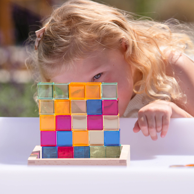 Tickit - Tickit - Edelsteen - kubussen in spiegeltray (25 stuks) - Playlaan