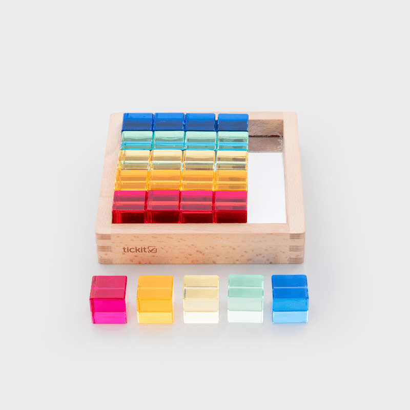 Tickit - Tickit - Edelsteen - kubussen in spiegeltray (25 stuks) - Playlaan