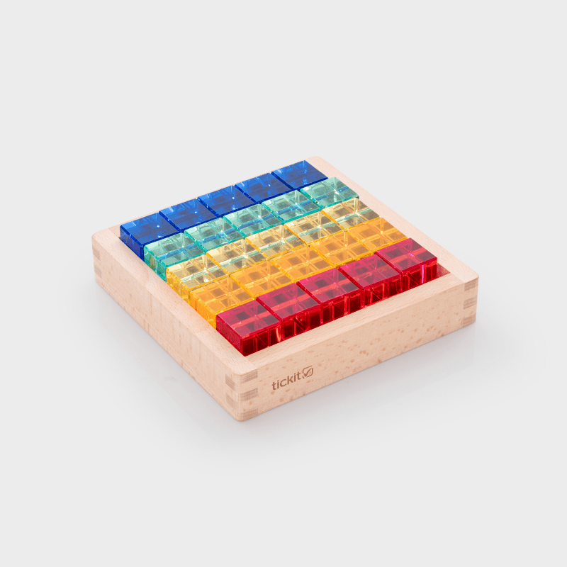 Tickit - Tickit - Edelsteen - kubussen in spiegeltray (25 stuks) - Playlaan