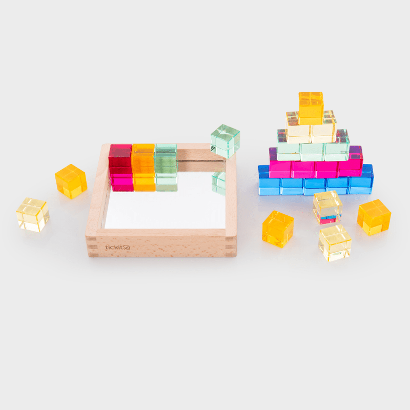Tickit - Tickit - Edelsteen - kubussen in spiegeltray (25 stuks) - Playlaan