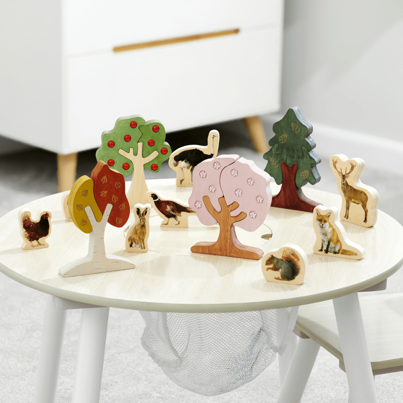 Tickit - Tickit - Houten Bomen puzzel met Edelstenen - Vier seizoenen - Playlaan