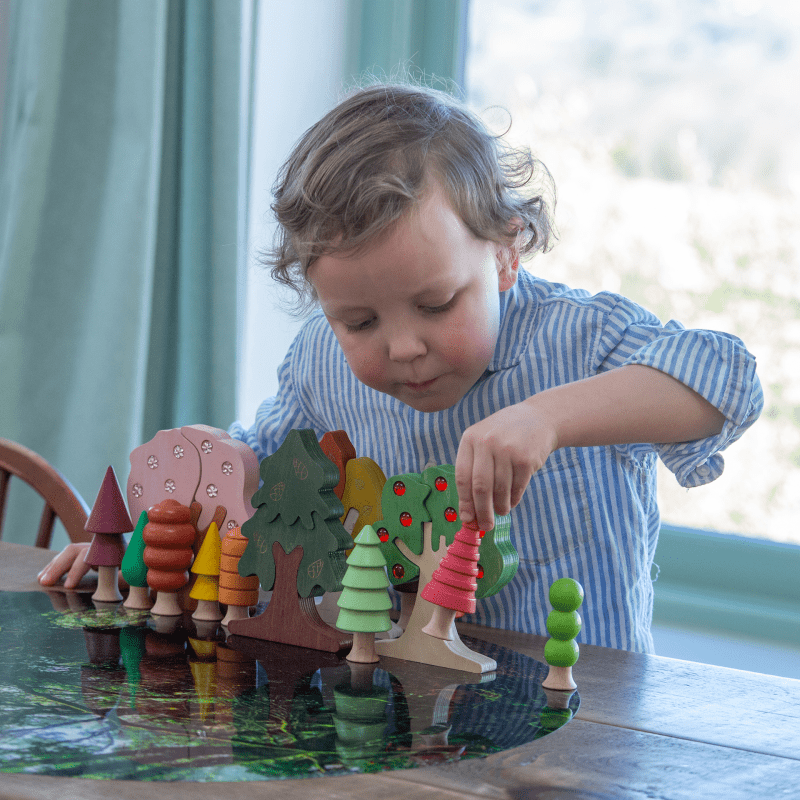 Tickit - Tickit - Houten Bomen puzzel met Edelstenen - Vier seizoenen - Playlaan