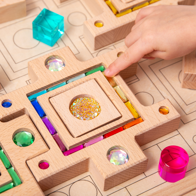 Tickit - Tickit - Houten Edelstenen Bouwblokken met Speelbak - Playlaan