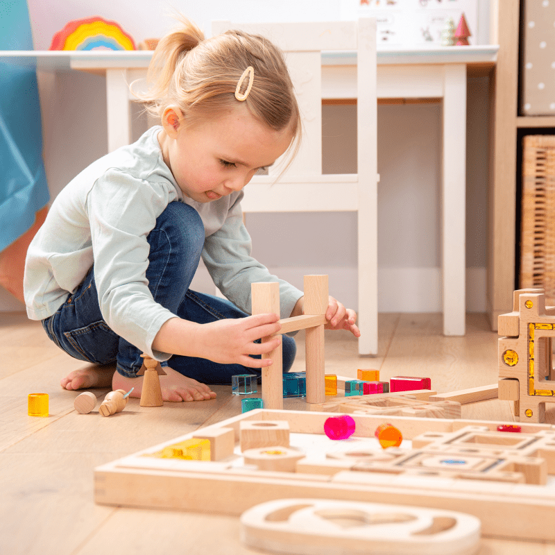 Tickit - Tickit - Houten Edelstenen Bouwblokken met Speelbak - Playlaan
