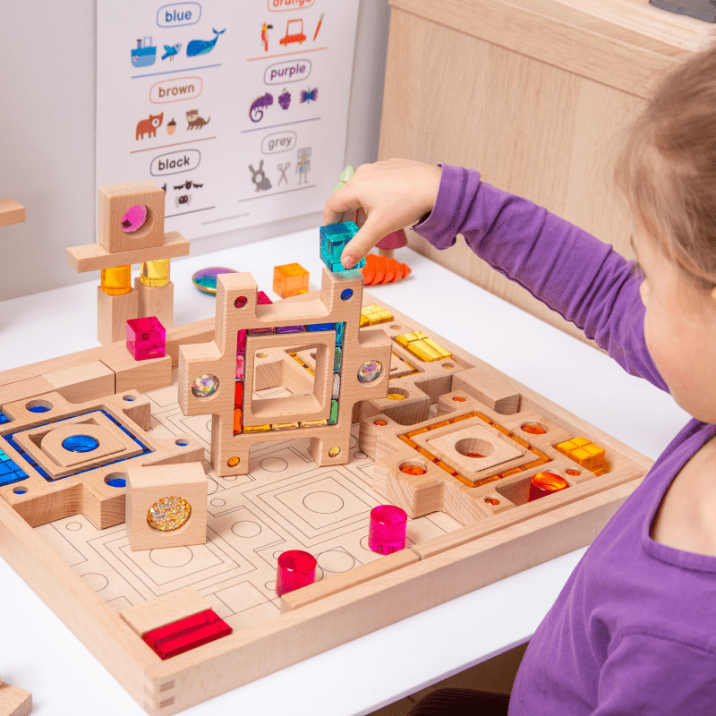 Tickit - Tickit - Houten Edelstenen Bouwblokken met Speelbak - Playlaan