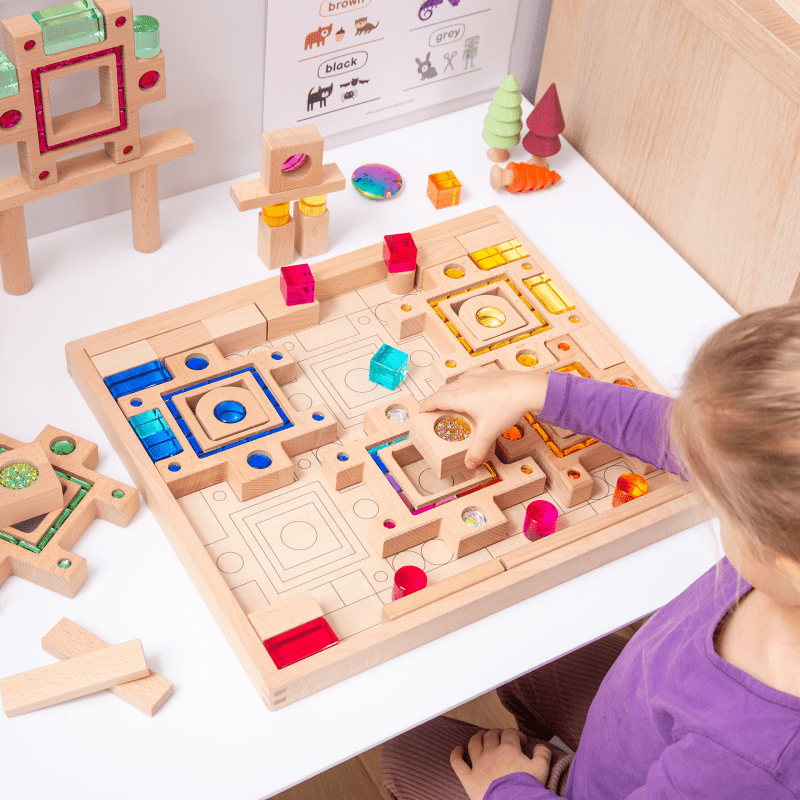 Tickit - Tickit - Houten Edelstenen Bouwblokken met Speelbak - Playlaan