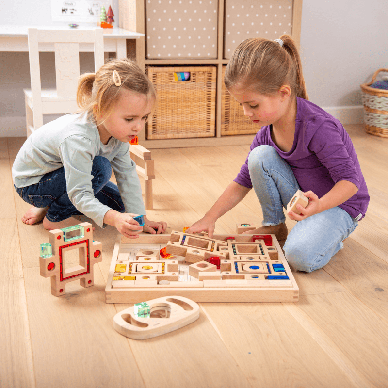 Tickit - Tickit - Houten Edelstenen Bouwblokken met Speelbak - Playlaan