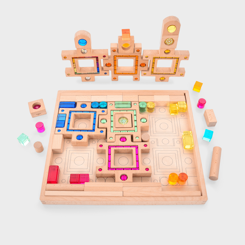 Tickit - Tickit - Houten Edelstenen Bouwblokken met Speelbak - Playlaan