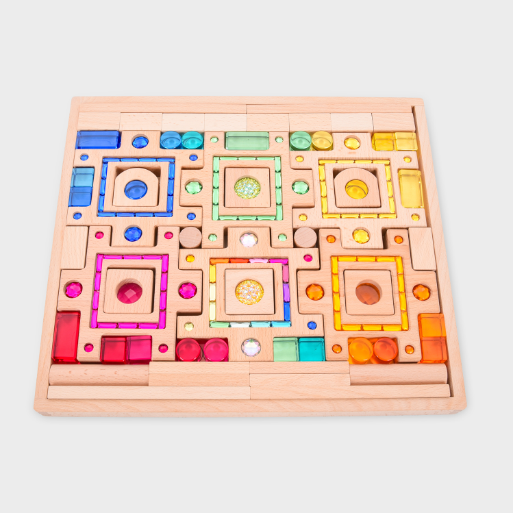 Tickit - Tickit - Houten Edelstenen Bouwblokken met Speelbak - Playlaan