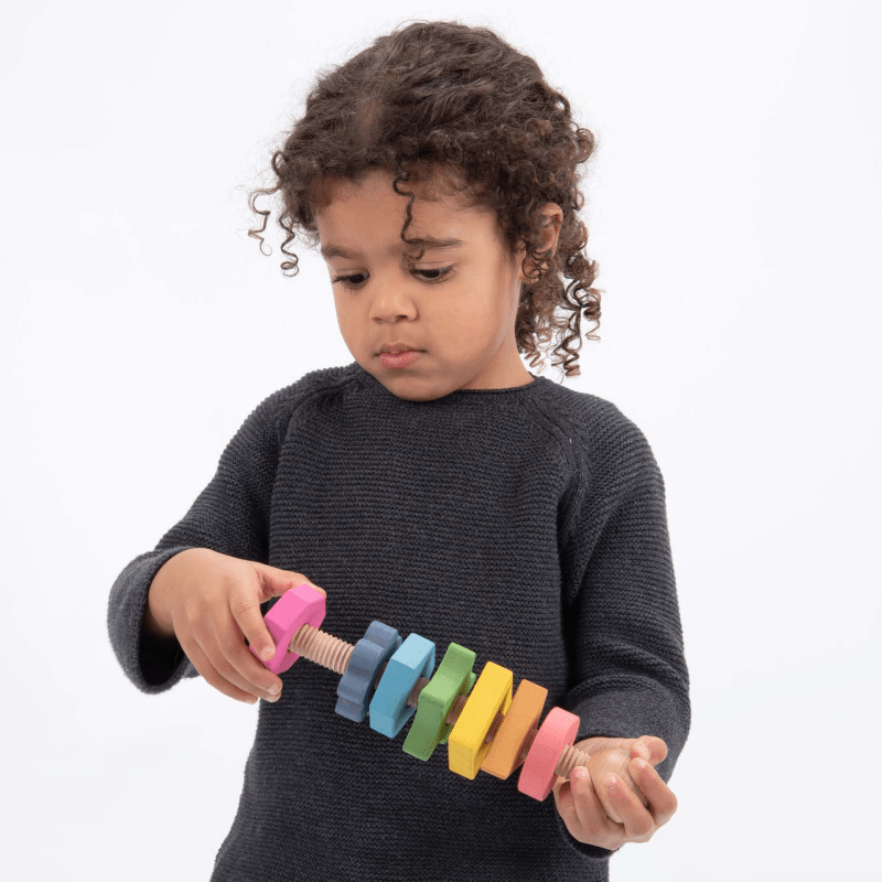Tickit - Tickit - Houten Regenboog Schroef- en Draaispel met Bouten - Playlaan