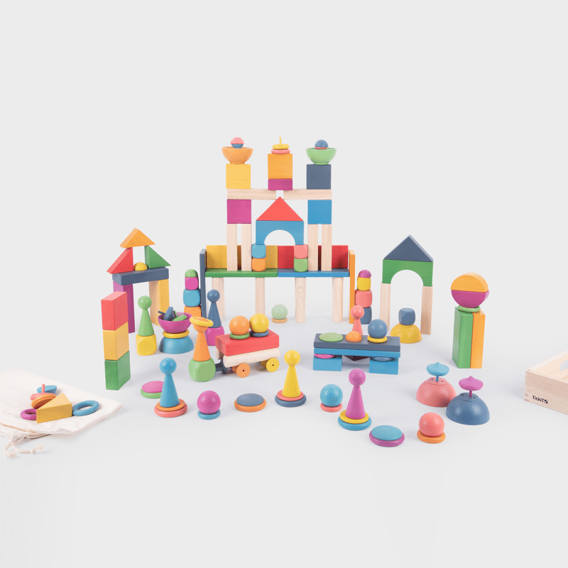Tickit - Tickit - Loose Parts Regenboog houten superset 84st - Playlaan