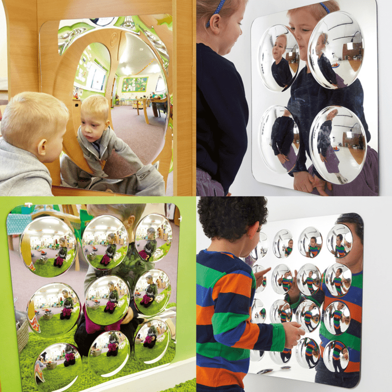Tickit - Tickit - Sensorische Acryl Spiegelpanelen met Koepels - Set van 4 - Playlaan