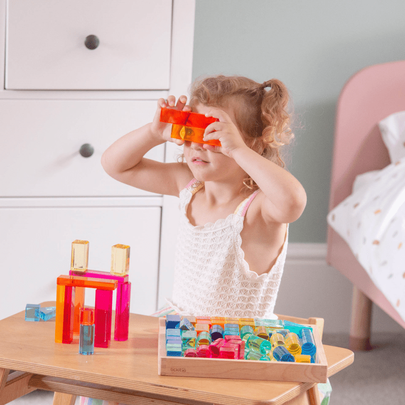 Tickit - Tickit - Spiegeltray met transparante edelsteen bouwvormen - Playlaan