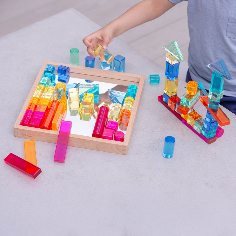 Tickit - Tickit - Spiegeltray met transparante edelsteen bouwvormen - Playlaan