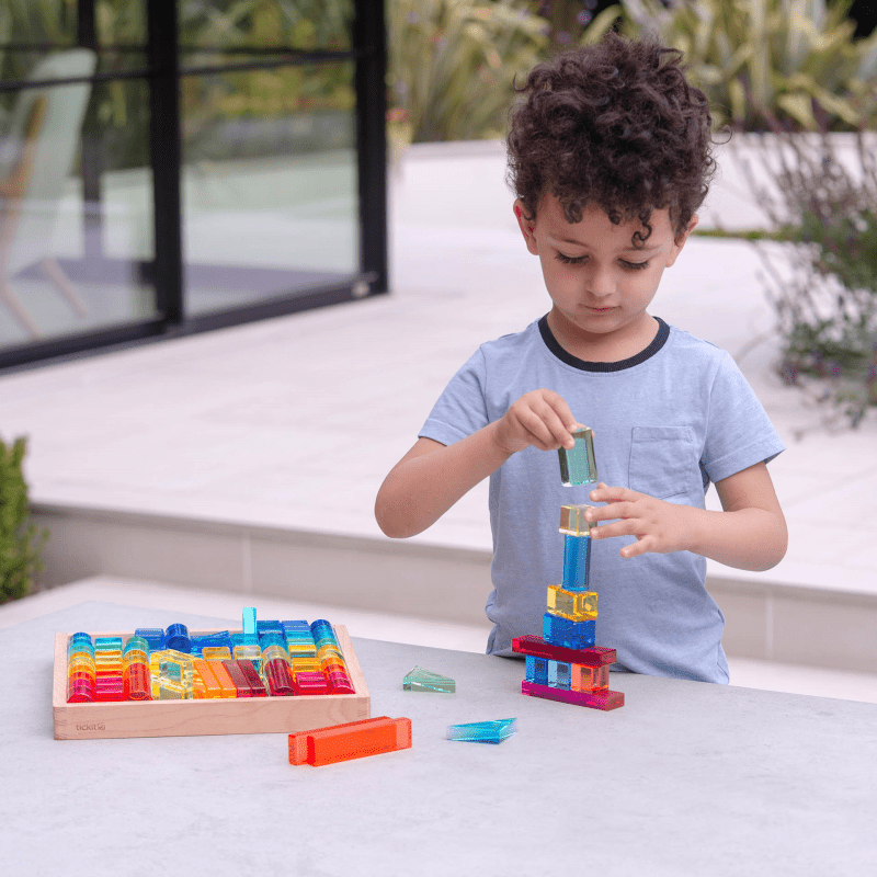 Tickit - Tickit - Spiegeltray met transparante edelsteen bouwvormen - Playlaan