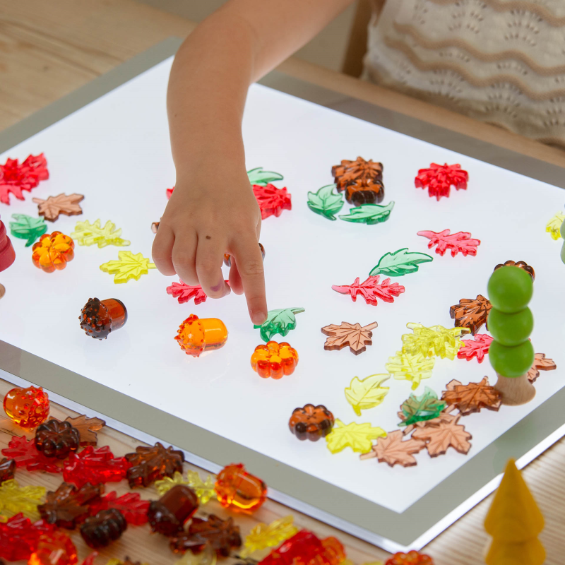 Tickit - Tickit - Transparante gekleurde bladeren en zaden stenen (120 stuks) - Playlaan