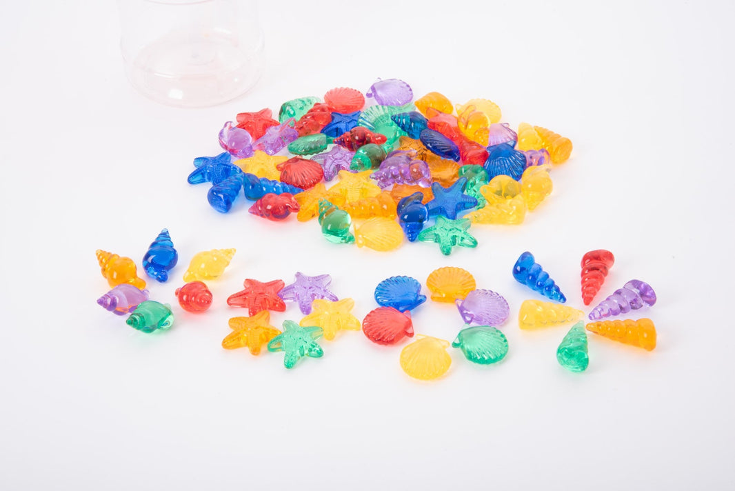 Tickit - Transparant Shelpen Regenboog kleuren Shelpen 72st in potje - Playlaan