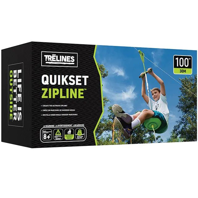 Trelines - Trelines - Outdoor zipline 30 meter met remsysteem - Quickset - Playlaan