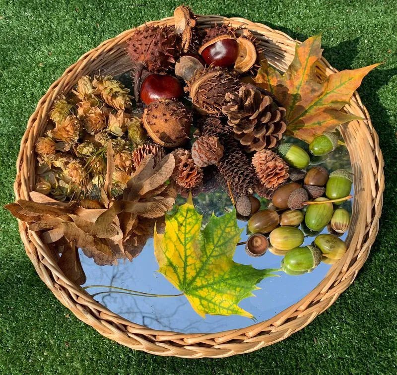 Tuff Tray - Tuff Tray - Spiegel Rond Rotan Dienblad - Wicker Wonders - dia. 30cm - Playlaan