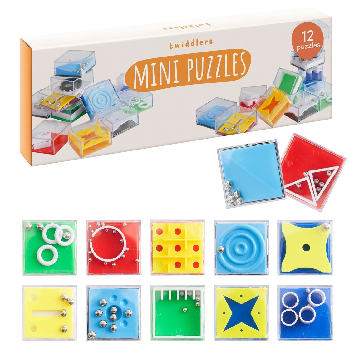 Twiddlers - Mini Doolhof puzzels - kubusspel - hersenkrakers set van 12 - Playlaan